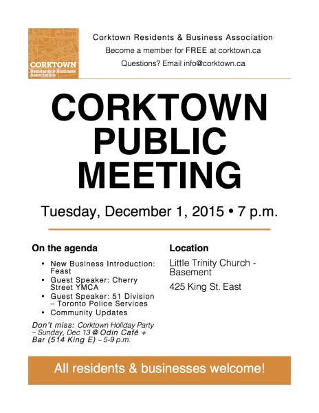 Corktown Meeting Poster - Dec 2015