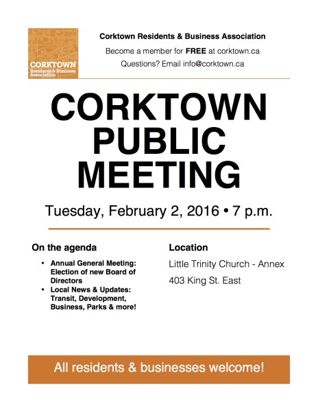 Corktown Meeting Poster - Feb 2016