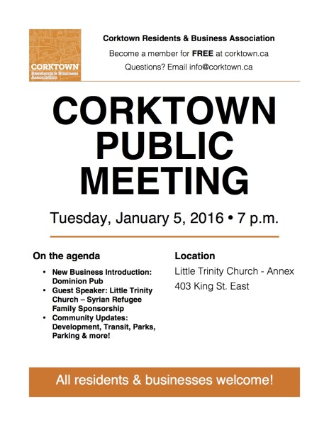 Corktown Meeting Poster - Jan 2016
