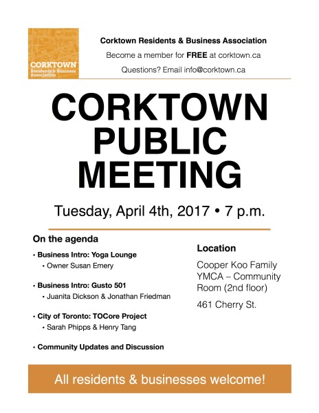 Corktown Meeting Poster - April 2017