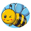 Emoji of a winking and smiling bee 